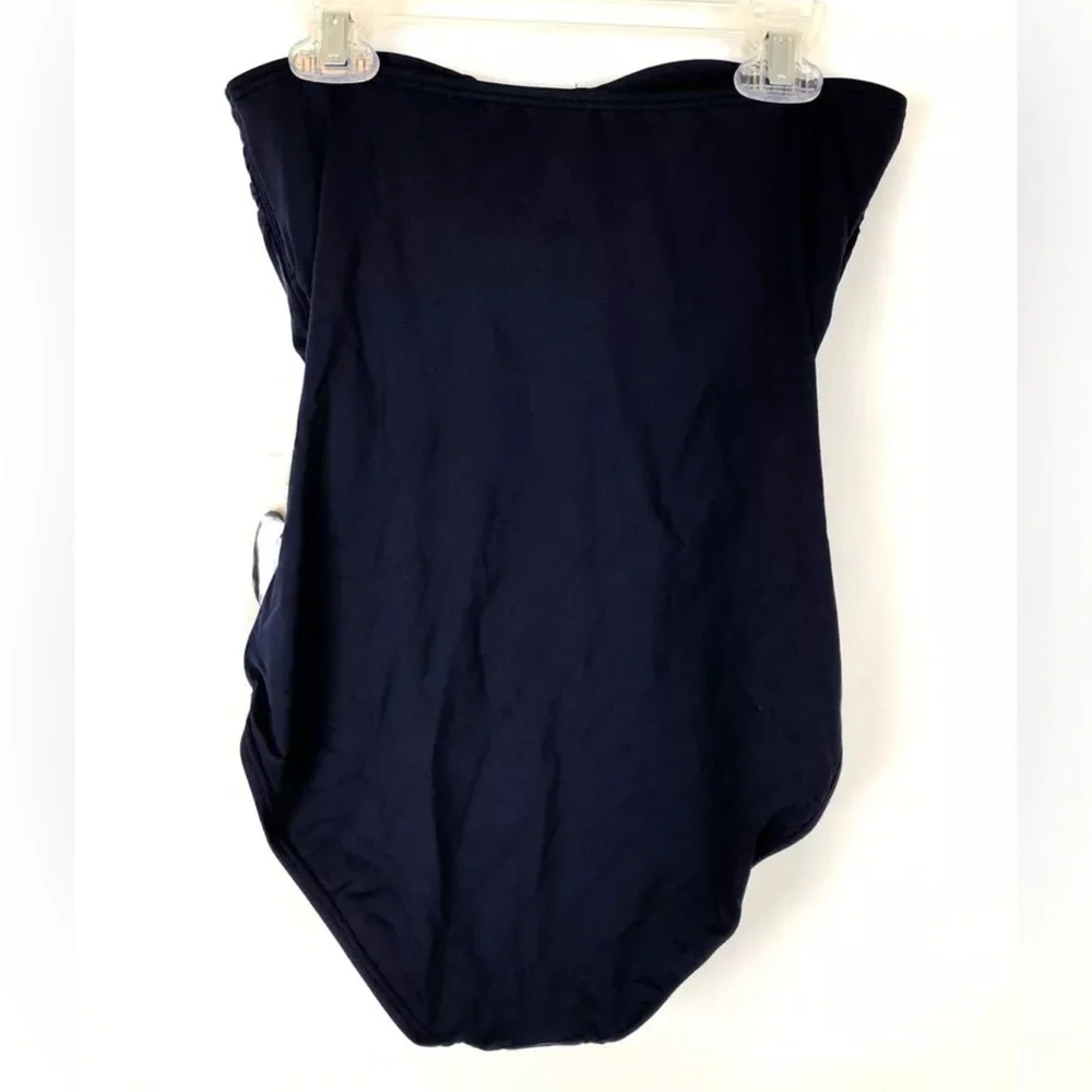 Tommy Bahama, Pearl V Wire,Women's One Piece Swimsuit Gathered Solid Navy Size 4